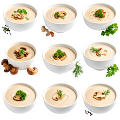 Creamy Mushroom Soup Recipes: Garnish Ideas with Transparent Background