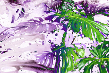 Fantasy-style jungle vegetation with electric colors