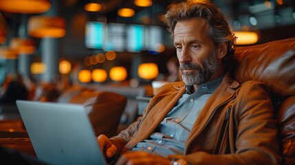 Obraz premium Business Travel Redefined: Premium Airport Lounge Productivity in 4K