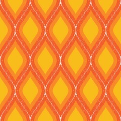 Geometric pattern featuring repeating orange diamond shapes outlined by white edges set against a bright yellow background.