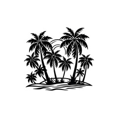 Tropical beach with palm tree silhouettes, a perfect summer vacation nature illustration