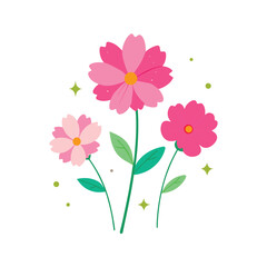 Naklejka premium pink flowers on a white background