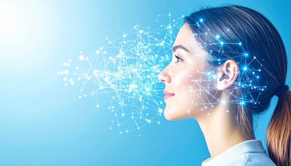 woman profile with glowing data stream