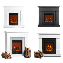 Electric Fireplace: Modern Designs with Transparent Background
