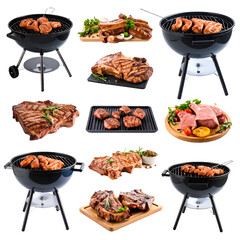 Grilling Delicious Steaks, Chops & Burgers with Transparent Background