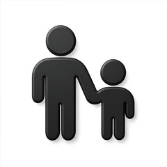 Black Embossed Parent And Child Icon On Dark Grey Background