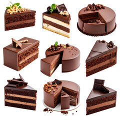 Delicious Chocolate Cakes with Transparent Background