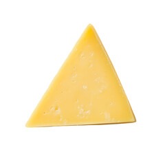 A single triangular piece of yellow cheese isolated a plain shot isolated on transparent background