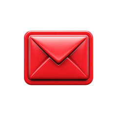 Urgent crimson email icon signaling a new message or alert to read on transparent background
