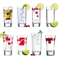 Cranberry Lime Fizz: Refreshing Drink Recipe with Ice, Transparent Background