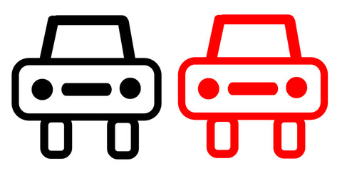 Minimalist Car Icon Set – Outline and Filled Auto Symbols – Front View Design