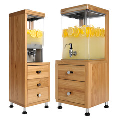 Wooden Drink Dispenser with Transparent Background & Storage