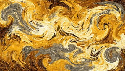 Abstract swirling marbled pattern in gold and gray