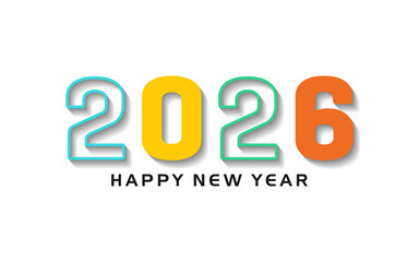 new year logo design 2026 full color with white background, for new year celebration, event and greeting
