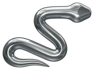 PNG sleek stylized silver snake gracefully curves across a transparent background.