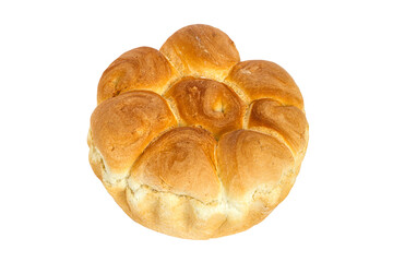 A loaf of bread isolated on a white background. Bread close-up.