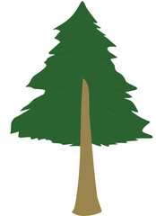  Simple cartoon tree illustration with a round green canopy, brown trunk, and branches, isolated on a white background.
