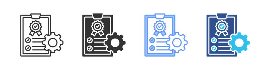 Quality Management Multi Style Icon Set Vector 