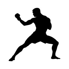 Silhouette of an MMA fighter in a fighting stance