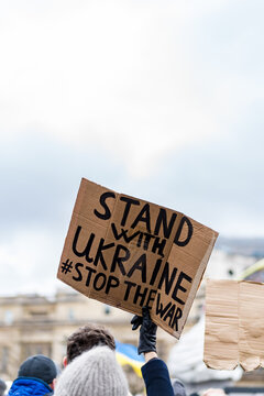 Stop the war sign in a protest