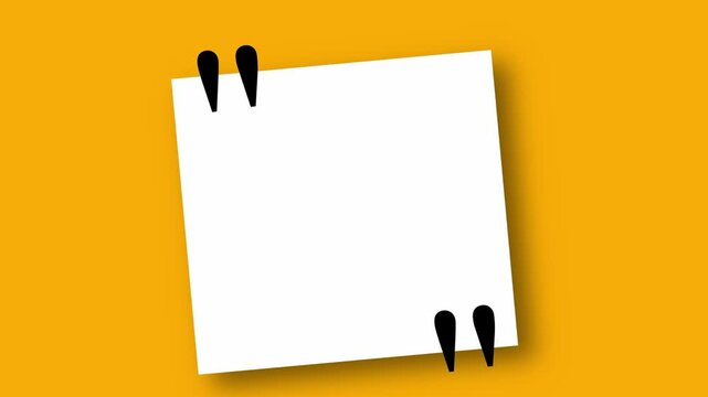 Blank white motivational quote template animation on yellow background with shaking effect