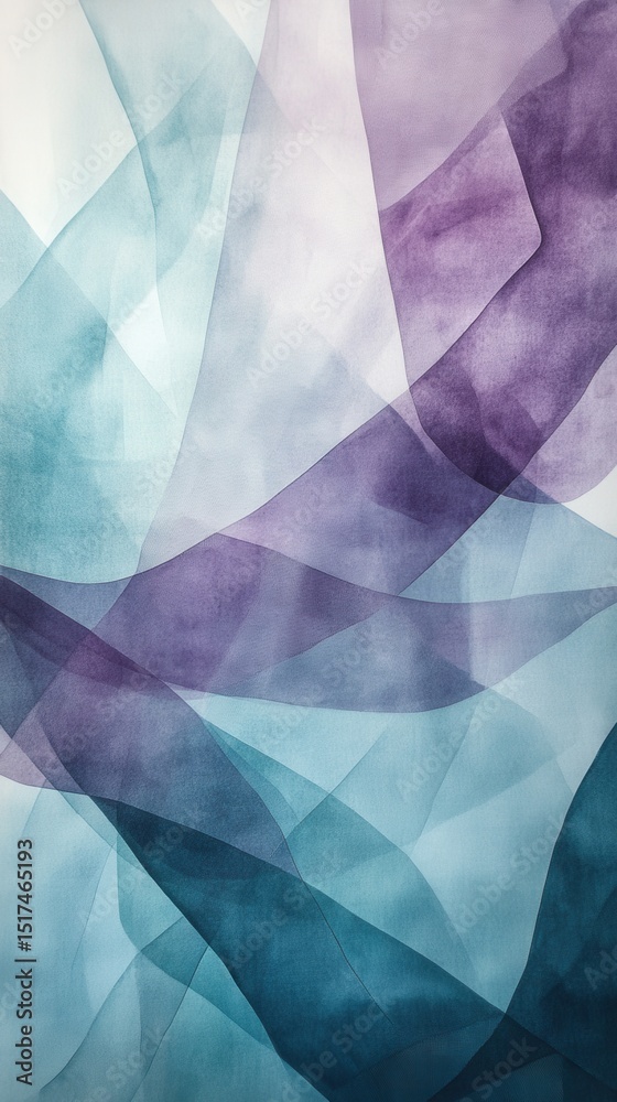 Aufkleber Abstract painting with overlapping translucent layers in serene colors