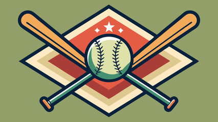 Classic baseball emblem celebrating American sports featuring crossed bats with bold line art on