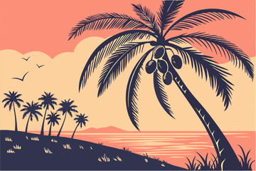 Coconut Horizon: A Tropical Silhouette