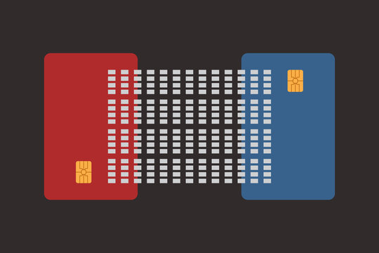 Concept art of money transfer from card to card