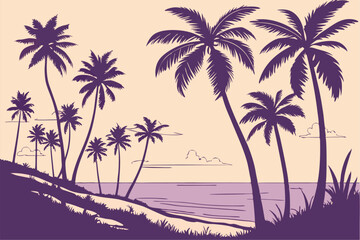 Tropical Twilight: Coconut & Palm Silhouettes