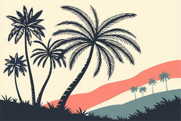 Tropical Vectors: Elegant Palm Tree Silhouettes