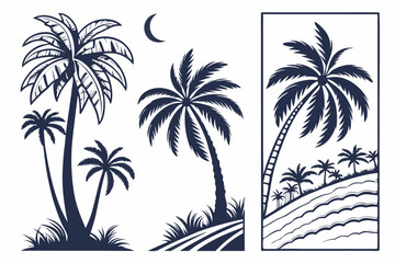 Palm Essence: Silhouette Icons in Vector Form