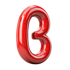 Fototapeta premium Lustrous red number three celebrating vibrant design and playful on transparent background