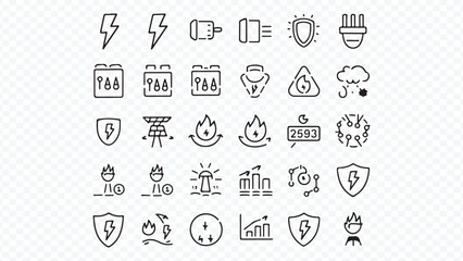 Clean energy and sustainability vector icons for environment and power use