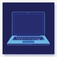 Laptop illustration on dark blue background
