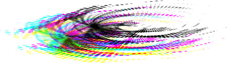 Radiant dotted frame with rainbow shadow or trace. Copy space for text. Vector.