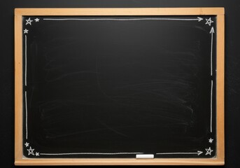 Fototapeta premium Blank chalkboard with wooden frame ready for writing or drawing 