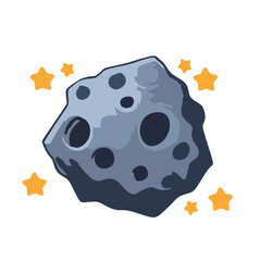 Cartoon Style Detailed Asteroid Rock with Stars in Space Illustration © Bigeyes