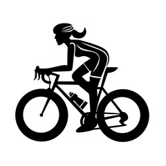 Fototapeta premium Silhouette Female Cyclist Riding Bike Sport Athlete Illustration
