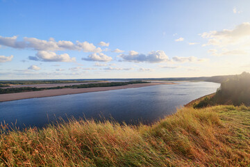 summer landscape on the northern river in Russia, view of the Mezen