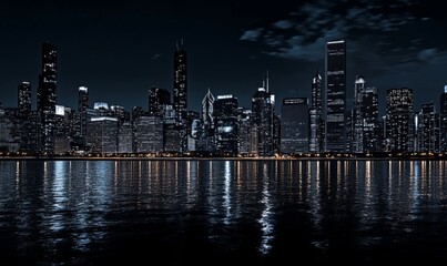 panoramic night city skyline isolated without background