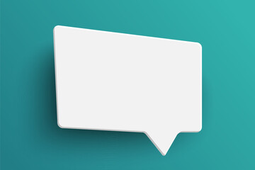 White rectangle speech bubble on green background