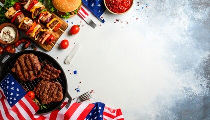 Festive Fourth of July Barbecue Flat Lay with American Flag Accents