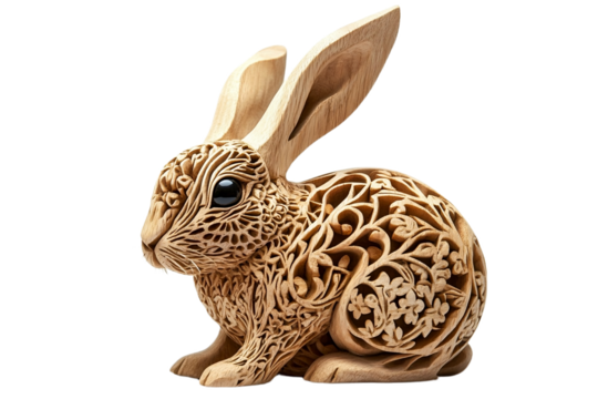 Small rabbit carved with precision tools