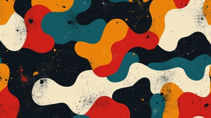 Abstract colorful pattern with organic shapes and splattered texture