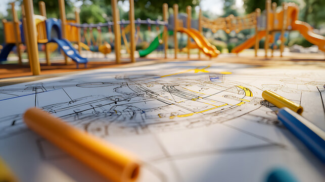 Blueprints and Markers on a Playground Background - Powered by Adobe