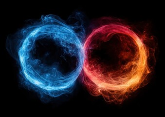 Two contrasting circles of energy with ethereal smoke effects.
