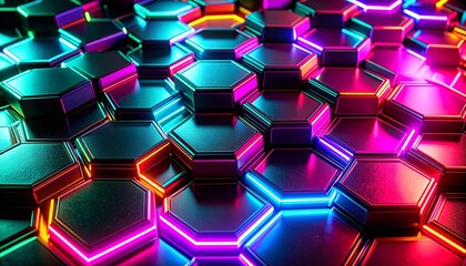 サイバーハニカム：発光する六角形グリッドGenerated image