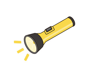 点灯している懐中電灯のイラスト