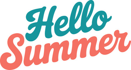 Hello Summer Silhouette Logo – Vacation Beach Graphic for T-Shirts & Drinkware on white background.